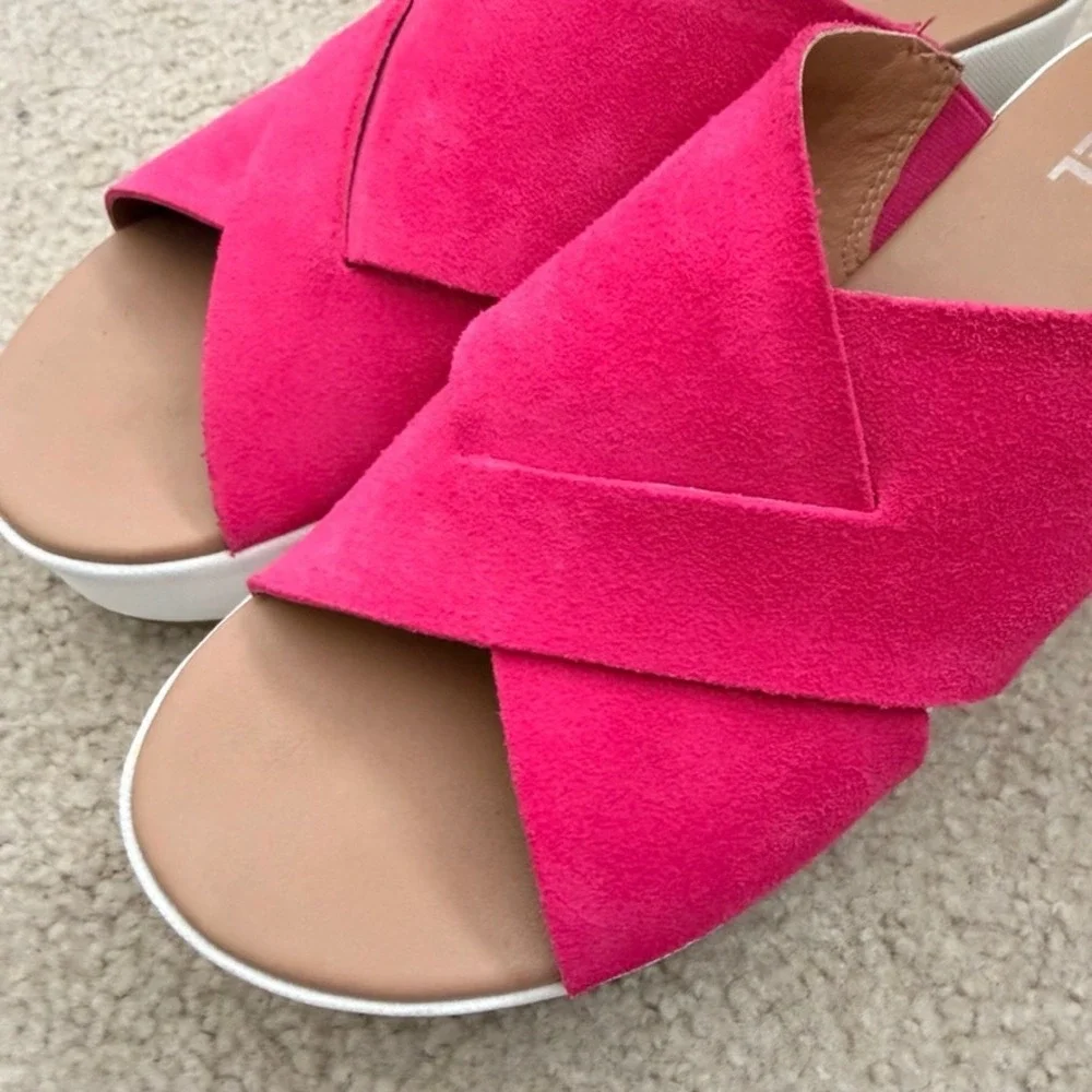 Sorel Cameron Flatform Slide Sandals Pink Suede Womens 9 Platform Summer‎